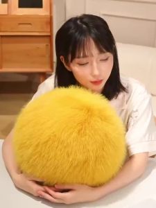30cm Long Plush Fluffy Round Plush Pillow Cartoon Ball Pillow Accompany Stuffed Pillow Car Home Sofa Decor Plush Cushion