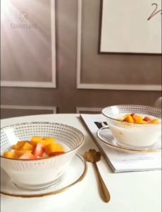 🔥Ready Stock🔥 BLINKMAX 280ml Glass Bowl Diamond Shaped Pattern Side Pudding/Mushroom Soup/ABC Soup/Porridge Eating Bowl