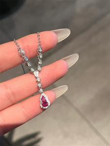 Red Ruby Small Gourd Necklace Womens New Chinese Style Full Diamond Lockbone Chain Jewelry Fashionable Accessory  Design