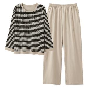 Bộ đồ ngủ MiiOW cho nữ làm bằng cotton nguyên chất thoải mái có đệm ngực họa tiết sọc