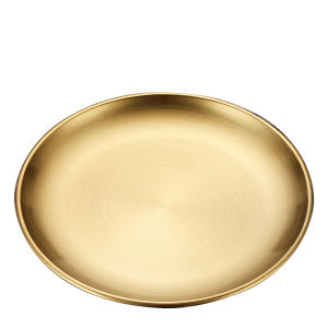 Korean Style Gold Stainless Steel 304 round Plate Shallow Tray Bone Dish Cake Dessert Plate for Barbecue Shops Meat Tray