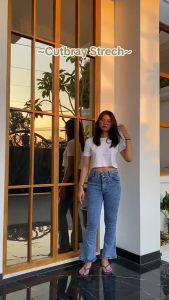 Highwaist Cutbray Karet Pinggang Jeans Tebal 13oz Big Size Jumbo 27-42