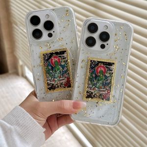 💯【Phone Case】+FREE Shipping 💯 Chinese Style Drip Glue Gold Foil Buddha Statue Suitable For iPhone 16 15 14 13 12 11 Pro Max 14 15 16 Plus Phone Case Niche Transparent Anti Fall All Inclusive Phone Cover
