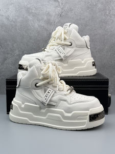 Trendy Thick Bottom High Top Mens Sneakers Fashionable Sport Shoes Comfortable All-Season Flat Laced Casual Board Shoes