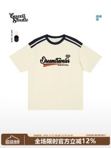 เสื้อยืดแขนสั้นผู้หญิง Guozii สไตล์อเมริกัน ลายตัวอักษรพิมพ์ครึ่งตัว ทรงหลวม ผ้าฝ้ายแท้ ลำลอง แฟชั่นฤดูร้อน