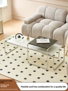 B20 Lazio Coffee Table Industrial Vintage Style Metal Frame Square Combination Tea Table Simple Design No Storage No Wheels