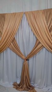 (Sudah Dijahit T2m x L3m) Kain Dekor T2m x L3m. Kain dekorasi kain backdrop tebal jatuh dan mengkilap