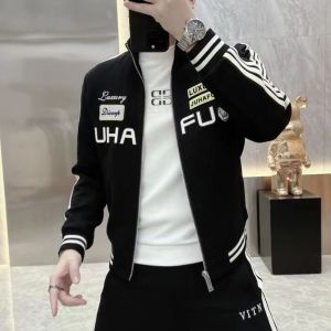 European Station Spring Autumn and Winter New Men Stand Collar Jacket Zipper Outwear K-style Silm Print Casual Easiest for Match Tide