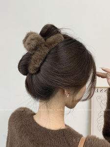 Fall Winter Plush Shark Clip Womens Back of Head Fluffy Hair Accessories Fashionable Hair Grips Cute Animal Style Hair Decorations