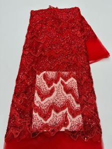 OLEVO | OLEVO New Arrival Black Wholesale African Net Lace With Sequins & Bead High Quality French Tulle Lace Fabric For Fashion Dresses