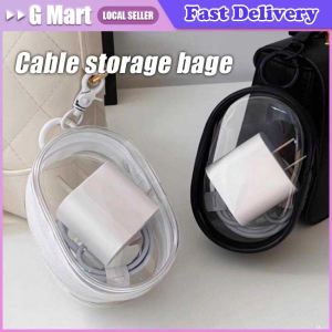 New Square/Round Black PVC Transparent Cosmetic Bags Jewelry Organizer Portable Data Cable Earphone Coin Charger Storage Pouches