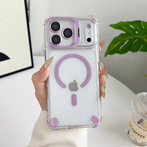 szhaiyu | Luxury Magnetic Shockproof Stand Phone Case for IPhone 18 17 16 15 14 13 12 Pro Max for Magsafe with Lens Holder Protector Cover
