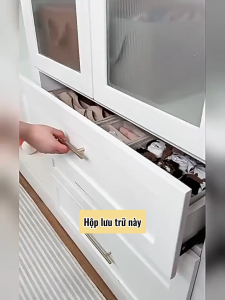 (Giặt được) Hộp đựng bảo quản đồ lót tất vớ vải Cotton và lanh cao cấp khung bảng nhựa PP cứng cáp gấp gọn TD107