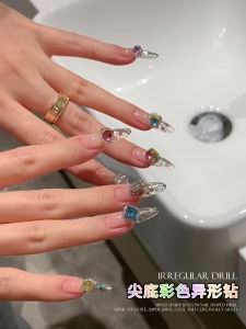 Summer Trend Colored Candy Soda Nail Decorations Sharp Bottom Mixed Shapes Nail Drill Material Kit Beauty Nail Art Supplies