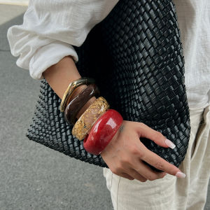 4 Styles Punk Irregular Resin Acrylic Bangles for Women New Trend Vintage Geometric Wide Bracelets Steampunk Jewelry