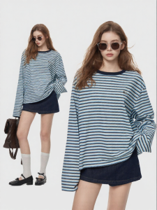 Turn Signal | Striped Long Sleeve Vintage Casual Loose T-shirt