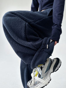 Corduroy Lamb Velvet Casual Sweatpants Mens Autumn Winter Thickened Fleece Loose Straight Warm Outerwear Cotton Trousers