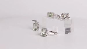 Uenjoyment 6*8mm Total 4Ct Earrings Silver 925 Original Natural Green Amethyst Emerald Cut Topaz Stud Earrings Gift For Mother Women Fashion Jewelry