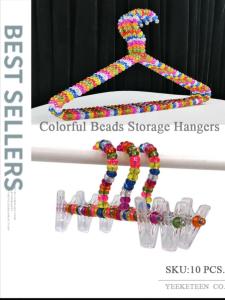 Colorful  Beads Hangers Household Wardrobe Clothing Sotrage Hanger For Women Garment Store Lady Clothes Display Hanger 10 Pack Per box