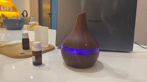 300ml Wood Grain Humidifier With Essential Oil Diffuser Aroma 7Color Light Mute Long Lasting USB For Home Office Bedroom