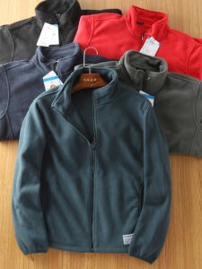 Ultra-Fine Fleece Mens Outdoor Casual Hooded Jacket Windproof Warm Stand Collar Autumn Winter New Style Solid Color Padded Coat
