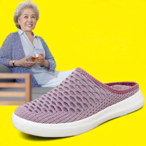 Old Beijing Cloth Shoes Female Middle-Aged and Elderly Ladieswear Toe Cap Semi Slipper Shoes Indoor Elderly Non-Slip Slippers Outwear Pregnant Women