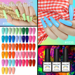 RG 8ML Fluorescent Gel Nail Polish Red Bright Color Soak Off UV LED Gel Varnish Green SemiPermanent Gel Polish Summer Series