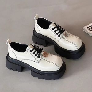 XIANNIWEI | Retro British Style Flatform Loafer Square Toe Single Shoes