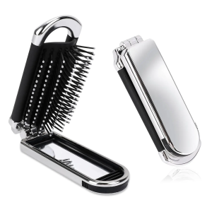 Foldable Comb with Detachable Makeup Mirror 2-in-1 Function Portable Air Cushion Massage Comb for Women.