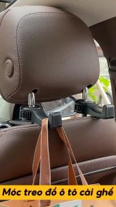 Giá móc treo đa năng kiêm kẹp đỡ điện thoại cài sau ghế ô tô với chốt cài kim loại nhiều nấc móc xoay 360 độ chịu tải 5kg