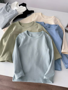 Class a Long Sleeve round Neck Childrens Cotton T-Shirt Warm Base Shirt Pure Color Basic Style Boys Thermal Underwear Top