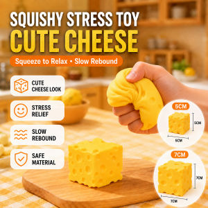 Fidget Cube Fidget Toy Squishy Cheese Stress Toy Slow Rising Soft Squishy Sensory Toy for Kids and Adults Stress Relief Squeeze Toy Cute Fun Desk Toy