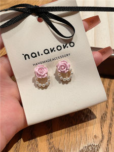 Hoa Tai Ngọc Trai Hoa Hồng Không Cần Khoan Thiết Kế Độc Đáo Thời Trang Cao Cấp Cho Phụ Nữ Trang Sức Thời Trang Hợp Kim