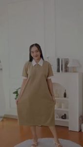Arsyila Daily Dress Wanita: Gaya Desain Korea untuk V-neck Polos