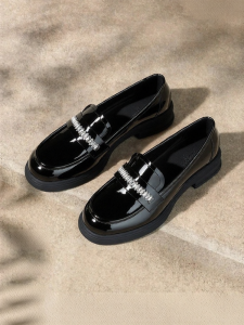 Josiny | Thick Sole Waterdrill One-step Lazy Loafers Leather Shoes