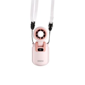 Miniso | MINISO Foldable Handheld Mini Cooling Fan 2400mAh Rechargeable Portable with Digital Display 1-100 Speed Settings for Outdoor Us