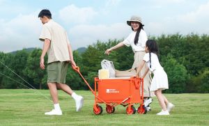 MOBI GARDEN Camping Cart Wagon Folding Shopping Trolley 80L Large Capacity Protable Outdoor