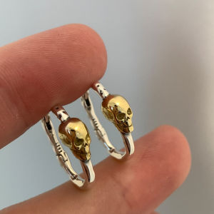 VENFTILLE Silver Gold Color Skull Hoop Earrings for Women Girl Punk Hiphop Jewelry Dropship Wholesale