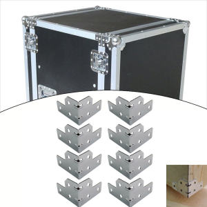 8Pcs Siku Besi Salon Box Speaker Sudut Lilitan L Siku Samping -Silver