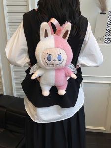 New Bubble Monster Cartoon Doll Backpack Double Shoulder Bag Plush Toy Bag for Youth Daily Use Cartoon Style Vertical Square