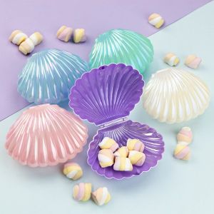 5pcs Pearl Seashell Shaped Candy Box Durable Gift Box for Mermaid Theme Birthday Party Needs