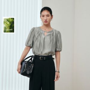 3COLOUR·S | Round Neck Bubble Sleeves Shirt