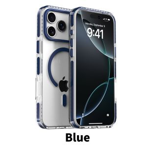 Luxury Contrast Striped Bumper HD Clear Phone Case For iPhone 18 17 Air 16 E 15 14 Plus 13 12 Pro Max For MagSafe Magnetic Cover