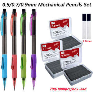 0.5 0.7 0.9mm Side Press Mechanical Pencils Set with 1000/700pcs/box Lead Automatic Pencil Replaceable Refills with 2 Tubes