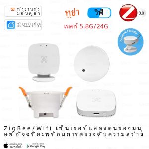 5.8G/24G ZigBee Wifi MmWave Human Presence Motion Sensor เครื่องตรวจจับความสว่าง/การตรวจจับระยะทาง Tuya Smart Home Automation