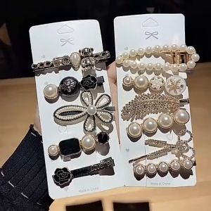 Korean Style New Hairpin Set Small Fragrant Side Hairclip Pearl Hairpin Female Bangs Clip Side Clip One-word Hairpin Broken Hair Side Clip Duckbill Clip Headband Clip Fashion Accessories Kepit Rambut发夹