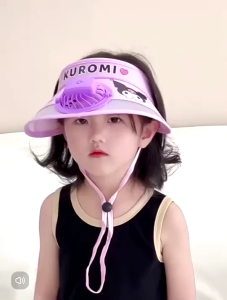 Sanrio Kuromi Childrens Sun Hat With Rechargeable Electric Fan Cute Summer Baby Kid Girl Boy Sunshade Sun Hat