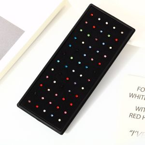 Flat Drill Nose Stud Color Super Flash Scratch-Free Nose Studs Nose Ring Steel Titanium Fashion Anti-Allergy Rhinestone Ear Bone Stud Piercing Ear Stud