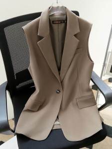 Blazer Vest Coat Womens 2024 Spring & Fall New Korean Style Coat Sleeveless Vest Waist-Tight Silm Suit Vest