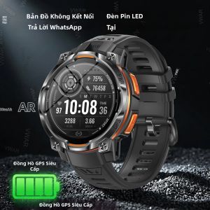 Đồng Hồ Thông Minh VWAR Dành Cho Nam Giới GPS Ngoài Trời Bản Đồ Ngoại Tuyến 3ATM Chống Nước Với La Bàn Máy Đo Độ Cao Màn Hình AMOLED Chức Năng Gọi Bluetooth